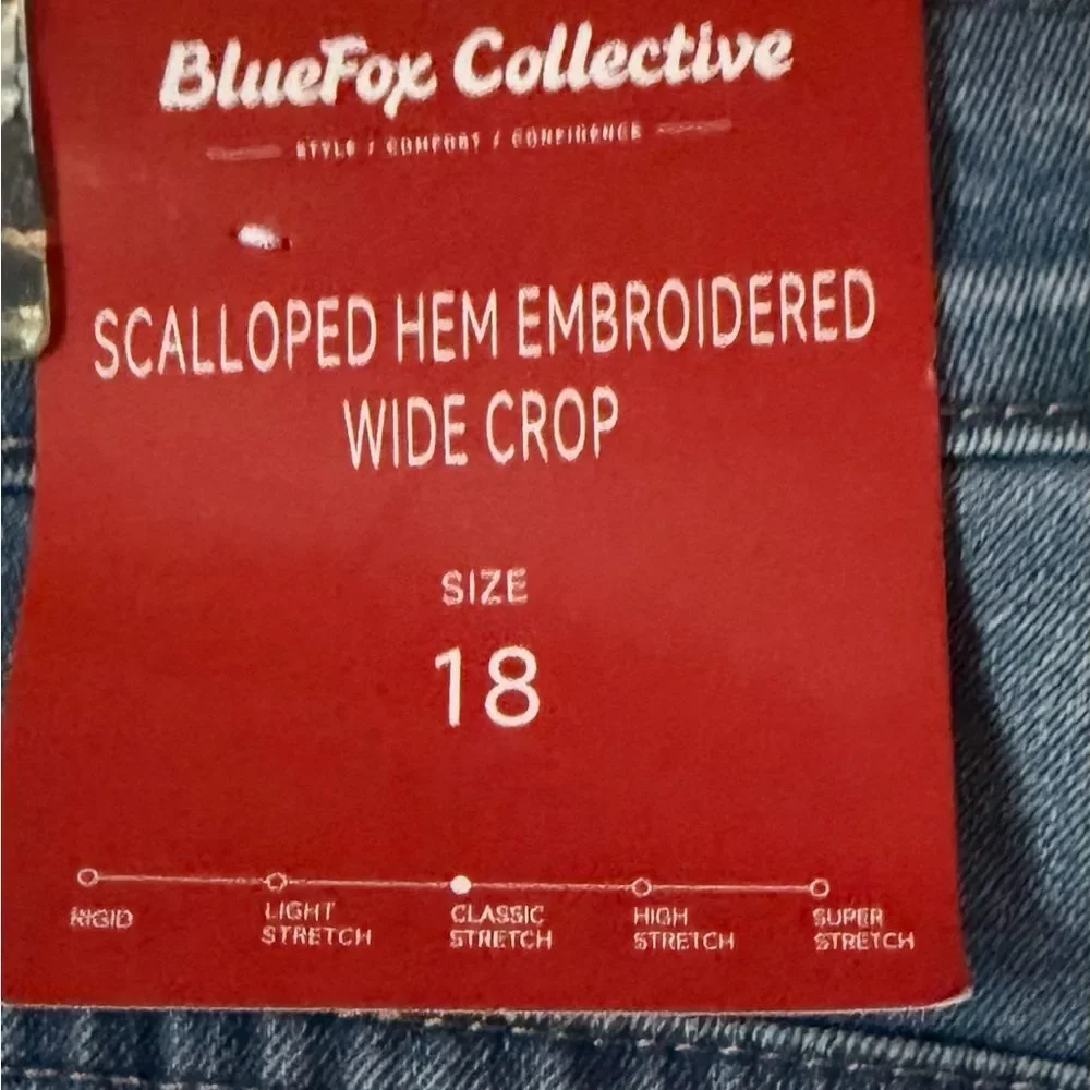 BlueFox Collective Scalloped Hem Embroidered Wide Crop 18